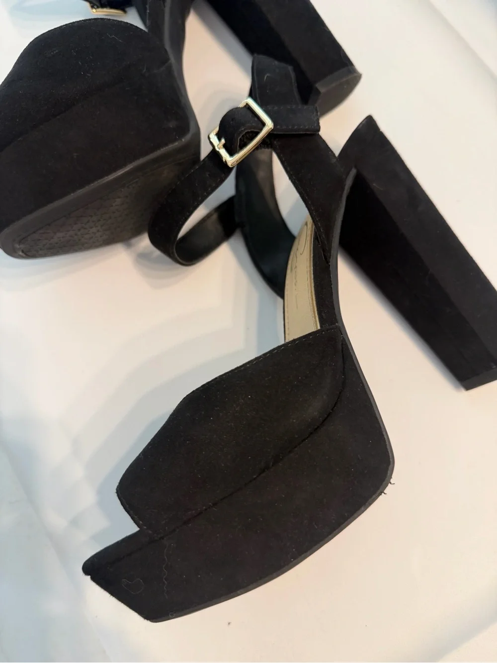 Jessica Simpson priella Black Suede Platform Block Heel Sandals with Ankle Strap